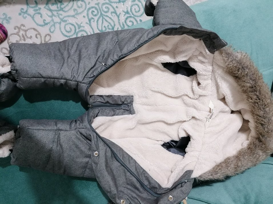 Kürklü Gri Bebek Kış Tulumu - Görsel 5