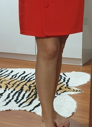 Zara Turuncu Mercan Nar Çiçeği Elbise