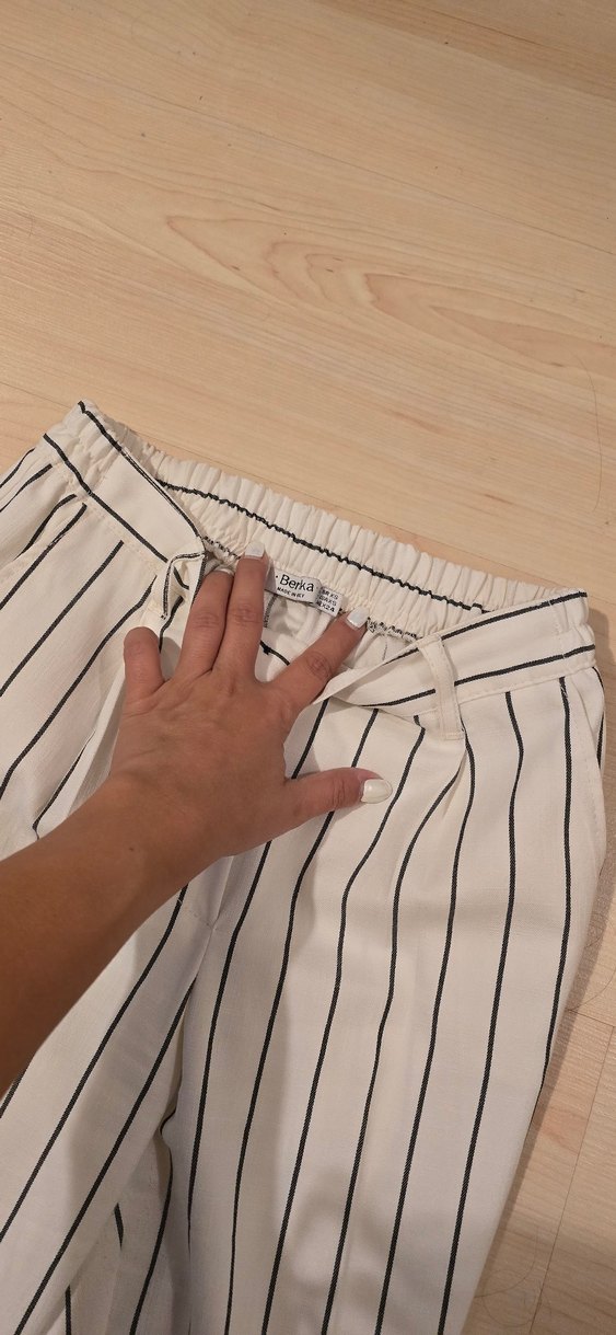 Beyaz Cigarette Pantolon Siyah Çizgili - Görsel 3