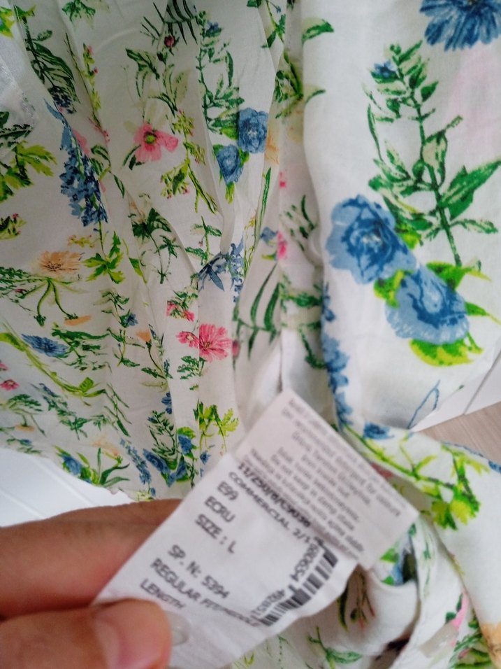 Beyaz Çiçek Desenli Bohem Kısa Kollu Gömlek - Görsel 3