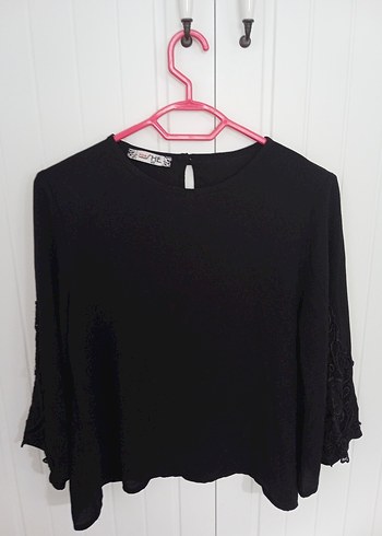 Siyah Goth Desenli Uzun Kollu  Bluz - Görsel 3