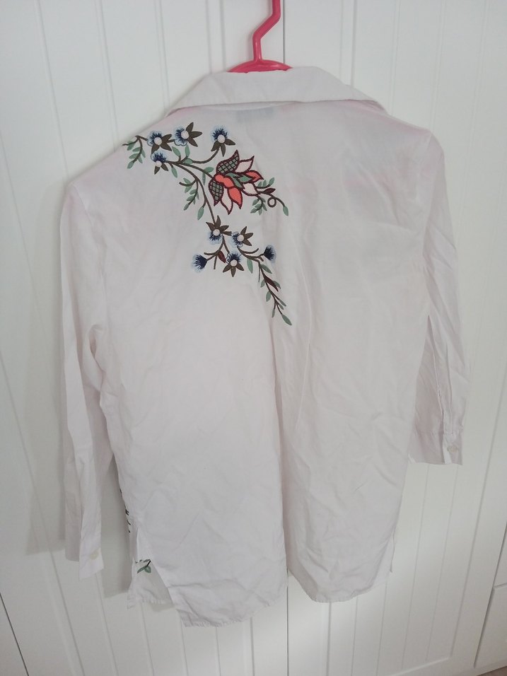 Nakışlı Bohem Beyaz Kadın Gömlek - Görsel 2