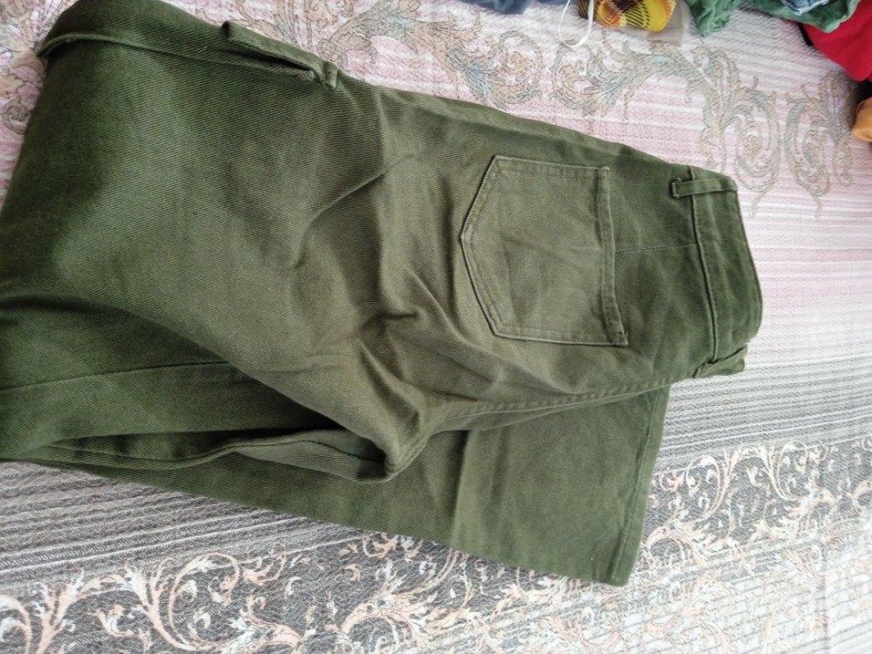 Kadın Keten Bol Kesim Kemerli Haki Pantolon - Görsel 4