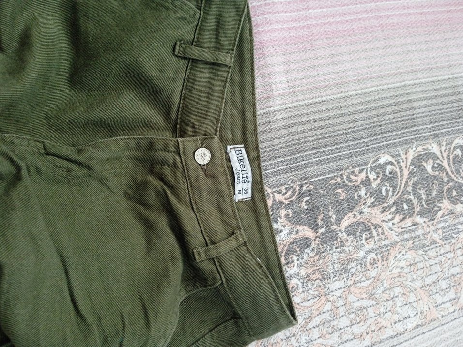 Kadın Keten Bol Kesim Kemerli Haki Pantolon - Görsel 3