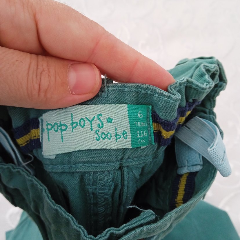 Düğmeli Koyu Yeşil Keten Erkek Çocuk Pantolon - Görsel 2