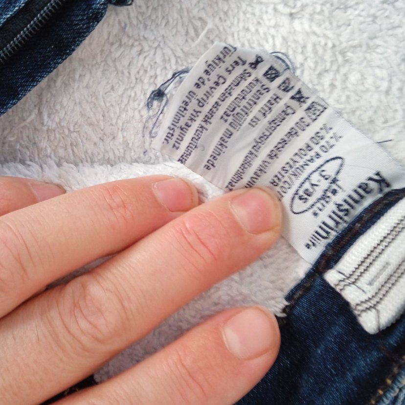 içi pamuklu Mavi Kot Pantolon - Görsel 2