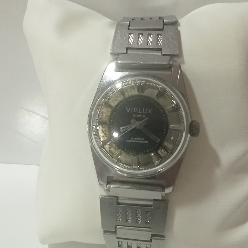 Gri Vintage VIALUX Erkek Kol Saati - Görsel 3