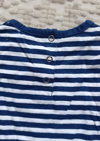 Kız Bebek Mavi Çizgili Uzun Kollu Tişört - Görsel 3