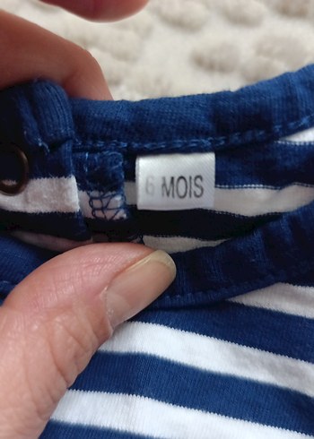 Kız Bebek Mavi Çizgili Uzun Kollu Tişört - Görsel 2