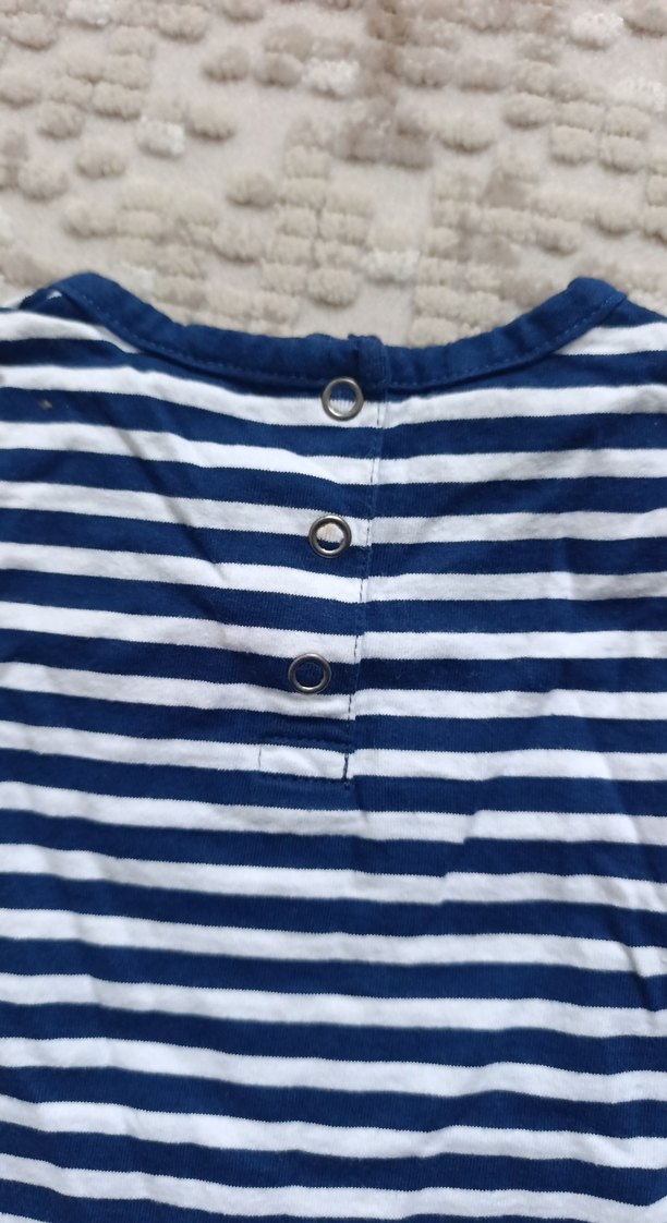 Kız Bebek Mavi Çizgili Uzun Kollu Tişört - Görsel 3