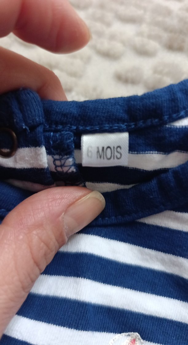 Kız Bebek Mavi Çizgili Uzun Kollu Tişört - Görsel 2