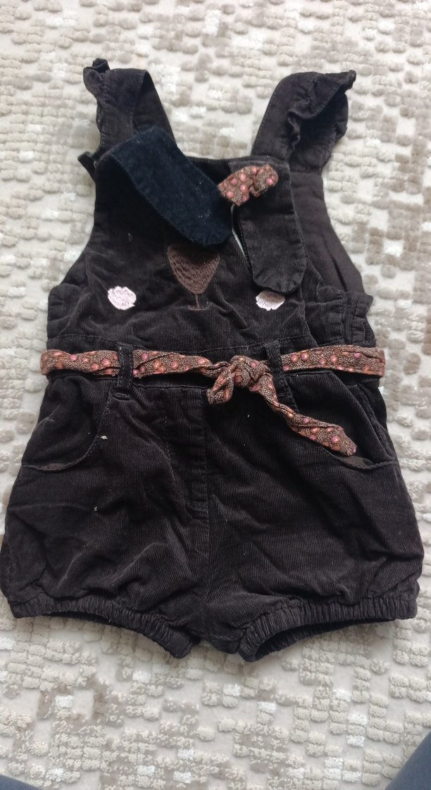 Kız Bebek Kadife Askılı Tulum ve Bluz Takımı - Görsel 2
