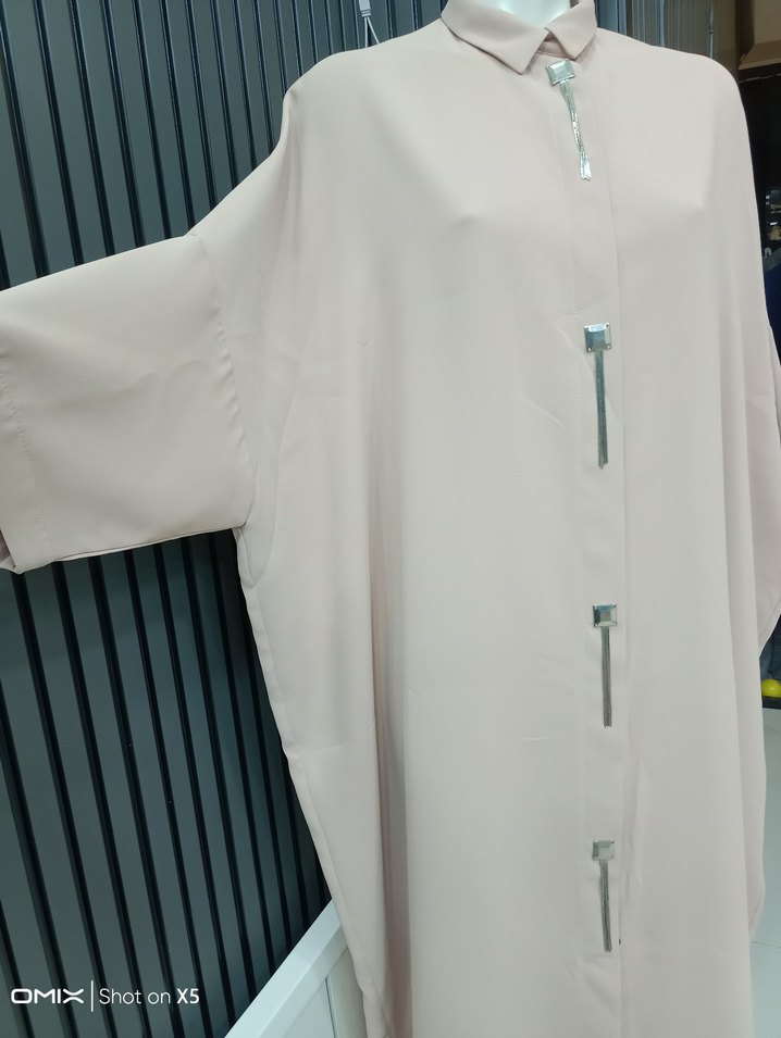 Bej Kadın Uzun Tunik, Kısa Kollu, Dökümlü - Görsel 2