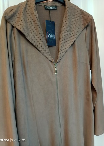 Bej Süet Kadın Uzun Fermuarlı Kaban - Görsel 3