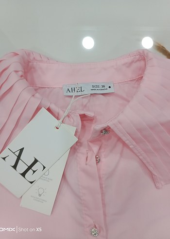 Pembe Pilili Mini Kadın Gömlek - Görsel 2