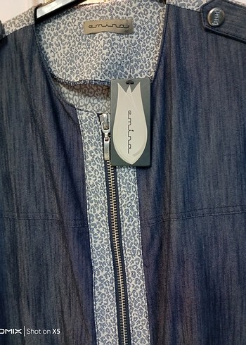 Uzun Denim Kadın Kaban Fermuarlı - Görsel 3