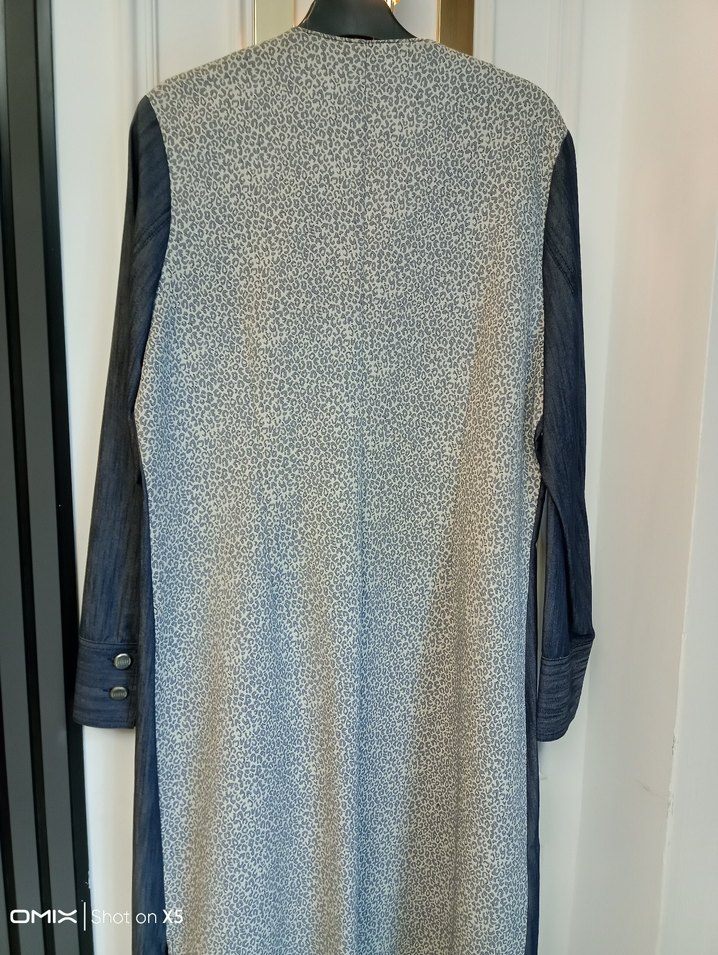 Uzun Denim Kadın Kaban Fermuarlı - Görsel 4