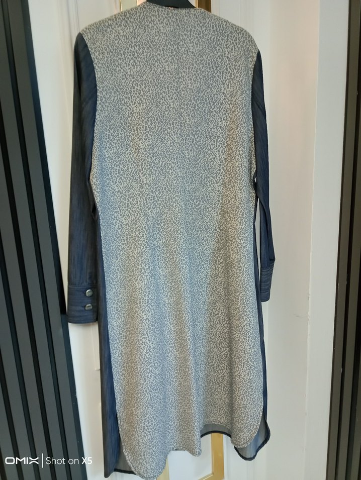 Uzun Denim Kadın Kaban Fermuarlı - Görsel 5