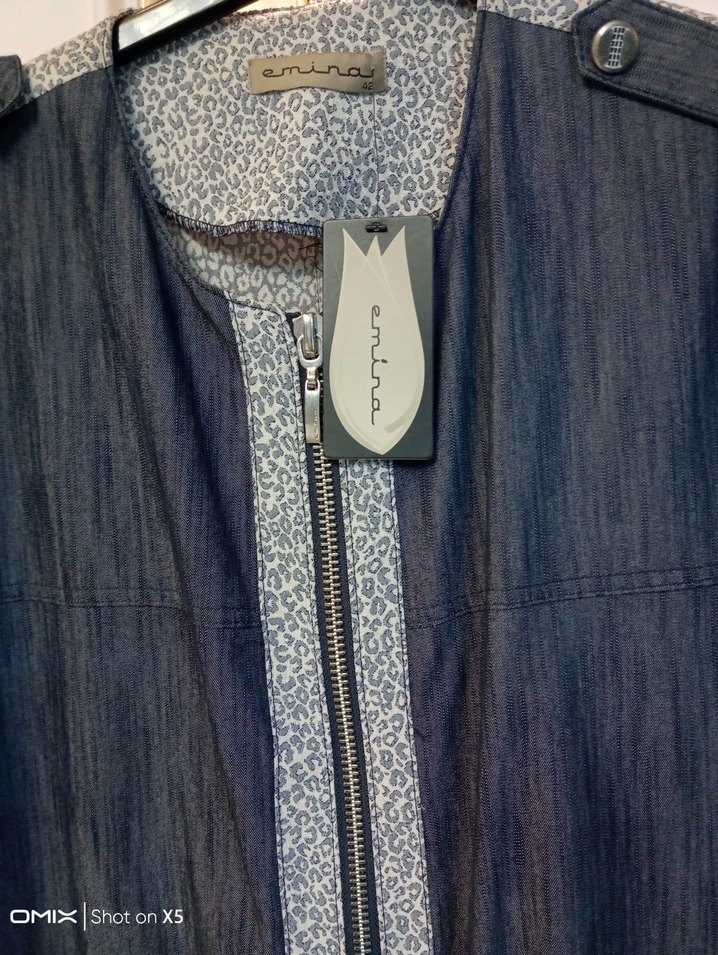 Uzun Denim Kadın Kaban Fermuarlı - Görsel 3