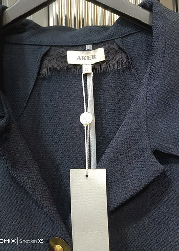 Lacivert Uzun Keten Kadın Kaban - Görsel 3