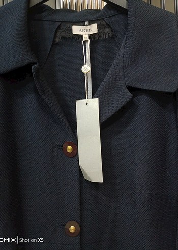 Lacivert Uzun Keten Kadın Kaban - Görsel 4