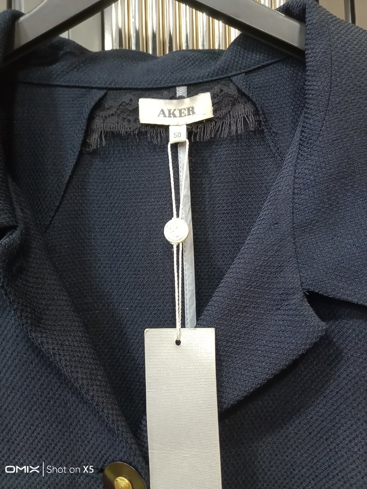 Lacivert Uzun Keten Kadın Kaban - Görsel 3