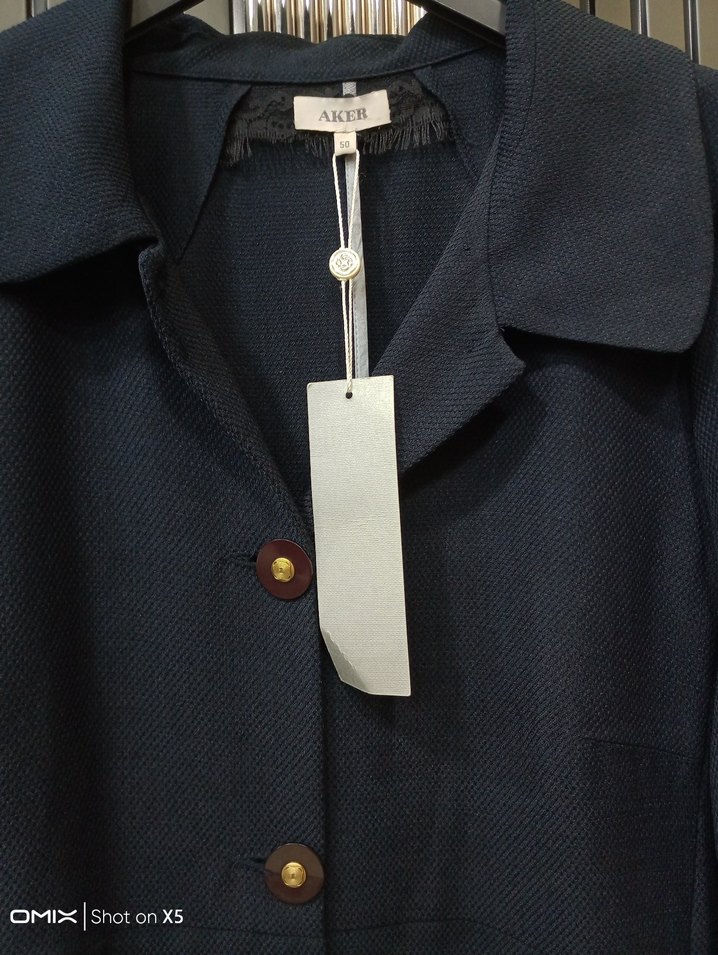 Lacivert Uzun Keten Kadın Kaban - Görsel 4