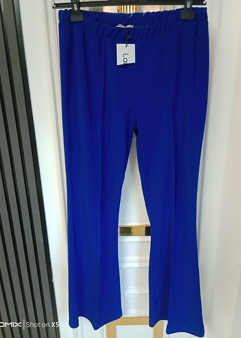 Mavi Rahat Kesim Midi Kadın Kumaş Pantolon - Görsel 2