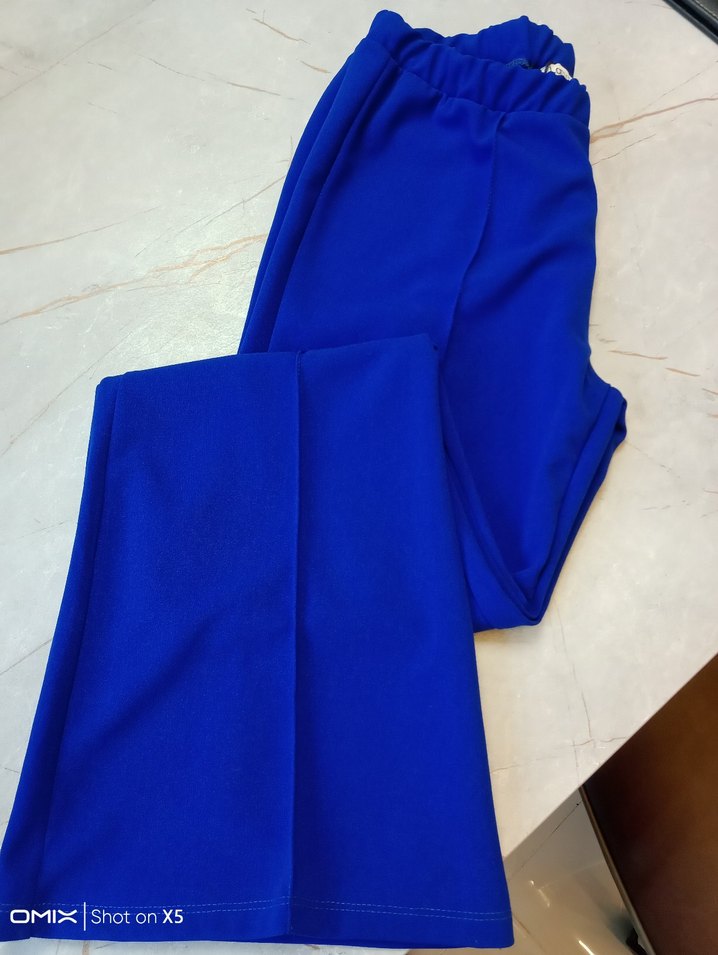 Mavi Rahat Kesim Midi Kadın Kumaş Pantolon - Görsel 3