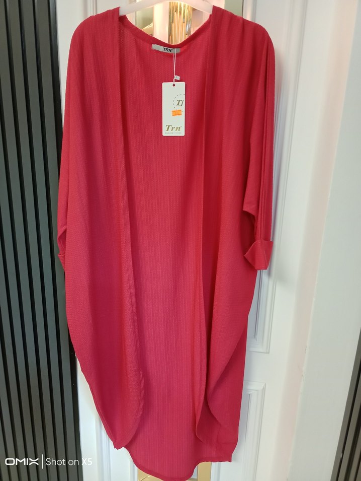 Pembe Salaş Uzun Kadın hırka - Görsel 2