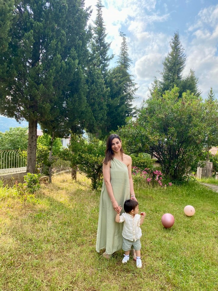 Drapeli Straplez Yeşil  Elbisesi - Görsel 3