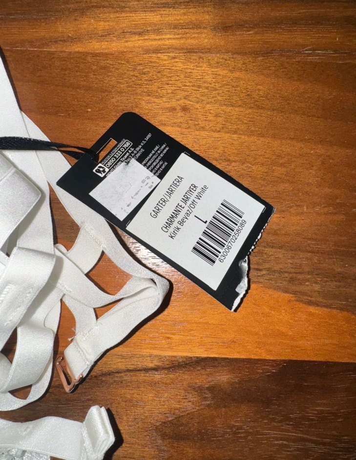 Penti mavie privee Beyaz Bohem Desenli Parisian jartiyer - Görsel 2