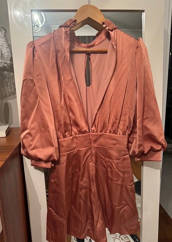 Sample somon Saten V Yaka Kemerli Tulum - Görsel 2