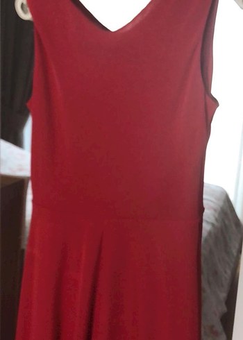 Adil ışık Klasik Kırmızı Uzun Drapeli Abiye Elbise - Görsel 2