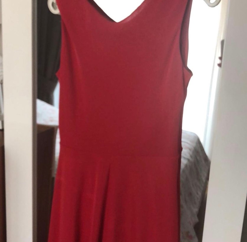 Adil ışık Klasik Kırmızı Uzun Drapeli Abiye Elbise - Görsel 2