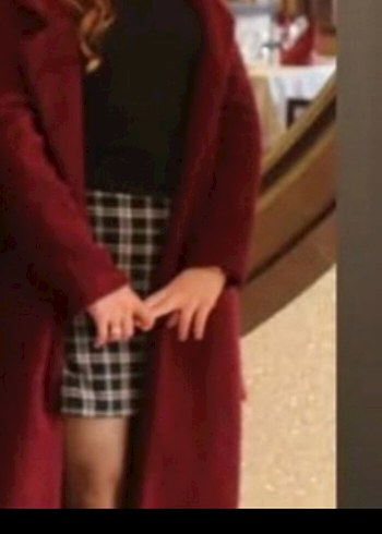 Diğer Kemer Detaylı Bordo Kaban