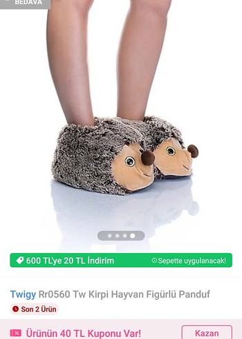 Twigy Kahverengi Peluş Panduf