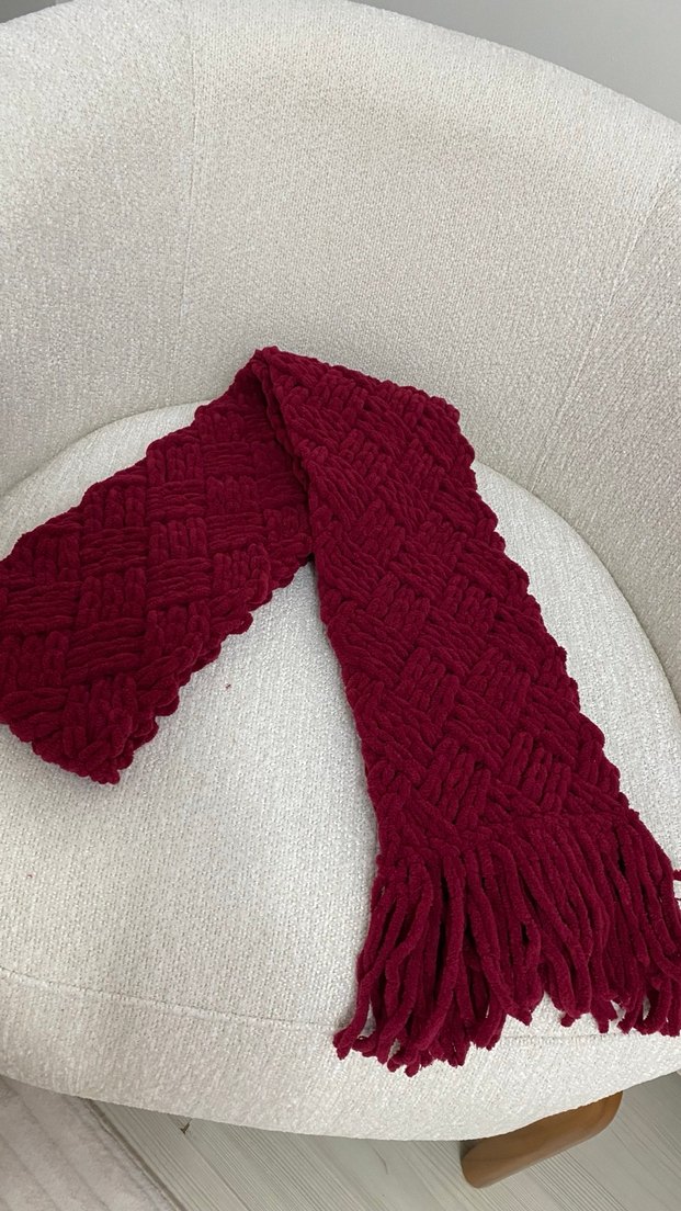 Puffy bordo atkı - Görsel 2