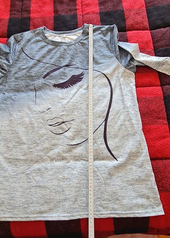 Gri Baskılı Uzun Kollu Tişört - Görsel 2