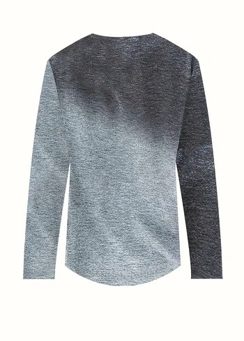 Gri Baskılı Uzun Kollu Tişört - Görsel 6