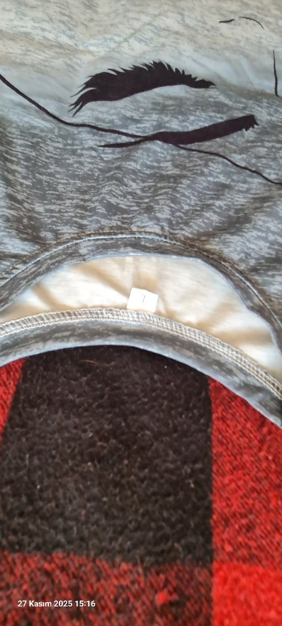 Gri Baskılı Uzun Kollu Tişört - Görsel 3