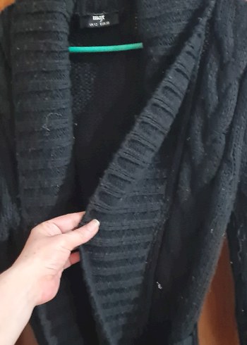 Siyah Örgü Yün Midi Hırka