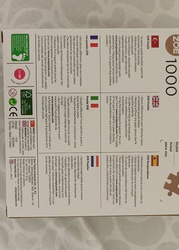  Zoe 1000 Parça Yüksek Kalite Puzzle