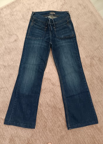 38 Beden Düğmeli Fitted Denim Kadın Pantolon