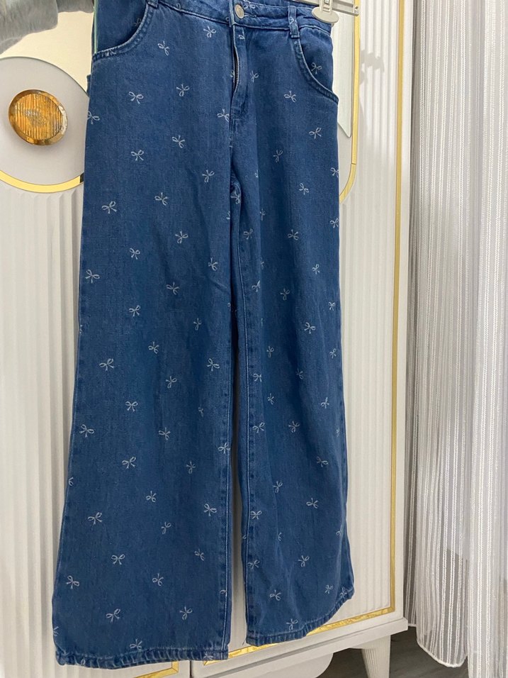 Mavi Bağlamalı Düğmeli  Midi Jean - Görsel 2