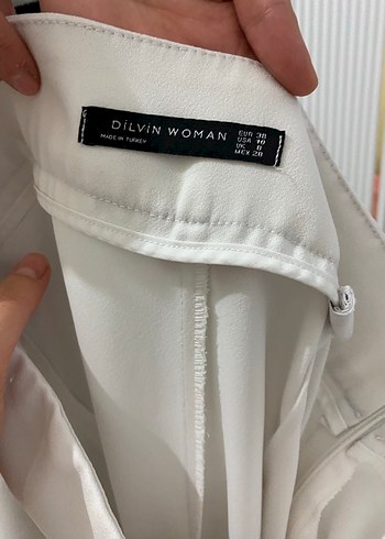 Drapeli Beyaz Kadın Kumaş Pantolon - Görsel 4