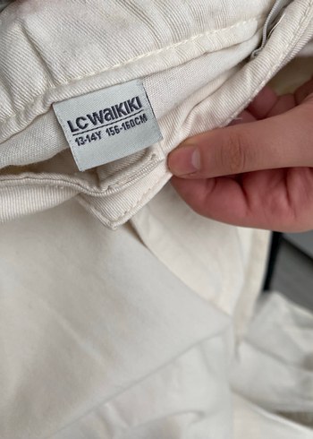 Bej kız Keten Normal Kesim Pantolon - Görsel 3