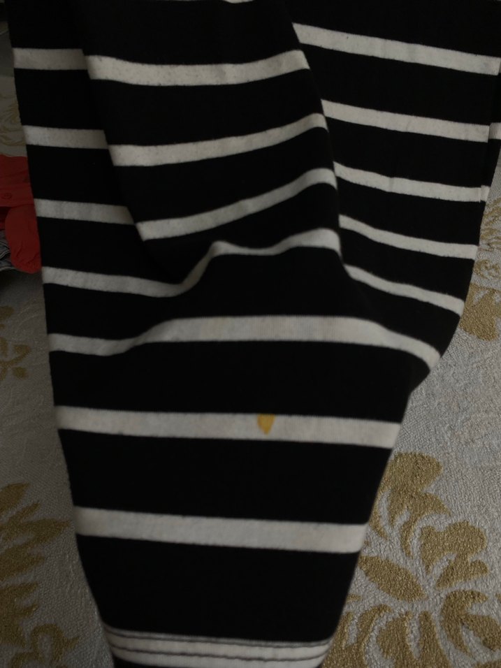 Kısa Kollu Siyah Beyaz Çizgili Midi Elbise - Görsel 4