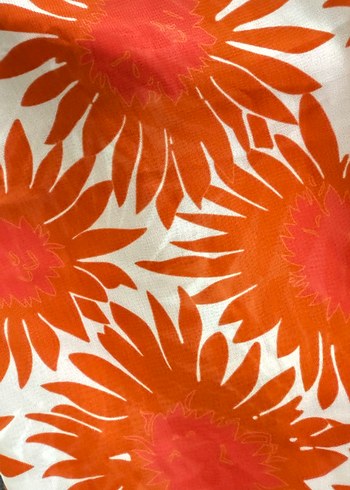 Kadın turuncu çiçek Desenli parça şifon kumaş - Görsel 6