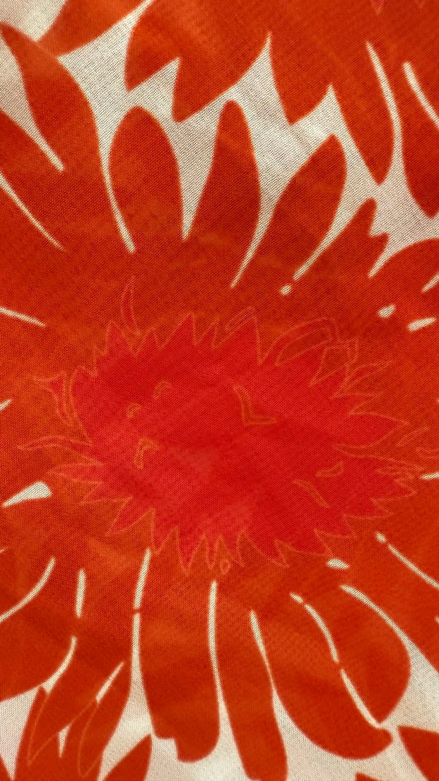 Kadın turuncu çiçek Desenli parça şifon kumaş - Görsel 4